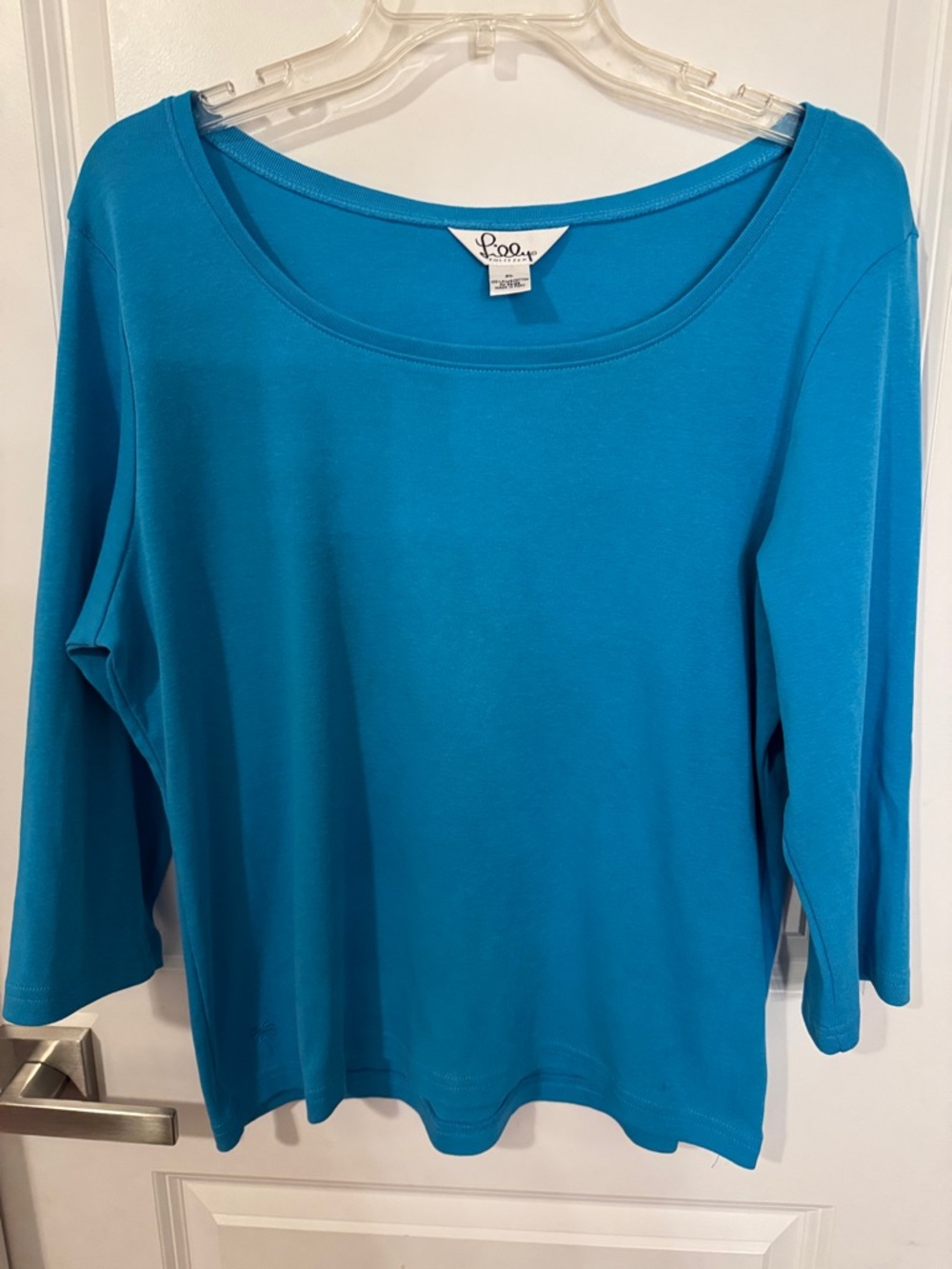 Lilly Pulitzer Bright Teal Long Sleeve Scoop Neck Top